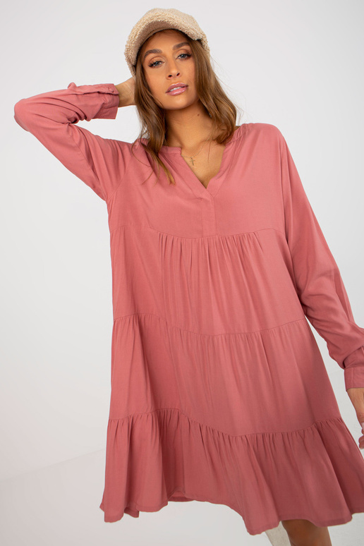 Brudnoróżowa boho sukienka oversize z... Brudnoróżowa boho sukienka oversize z...