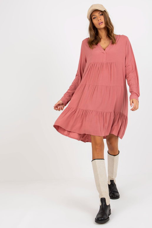 Brudnoróżowa boho sukienka oversize z... Brudnoróżowa boho sukienka oversize z...