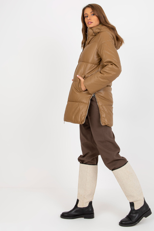 Camel Eco-Leder-Winterjacke su...