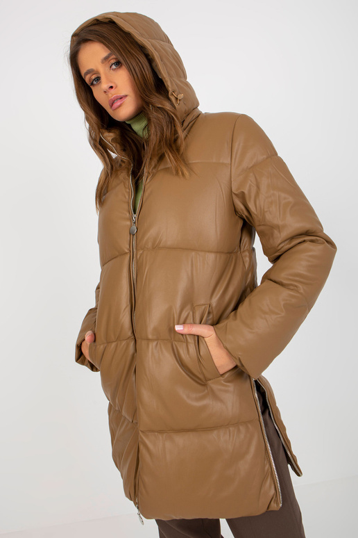 Camel Eco-Leder-Winterjacke su...