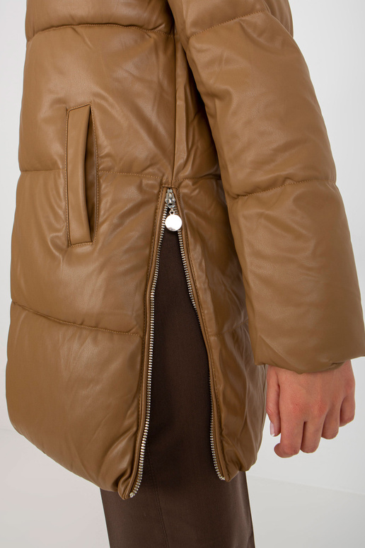 Camel Eco-Leder-Winterjacke su...