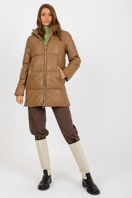 Camel Eco-Leder-Winterjacke su...