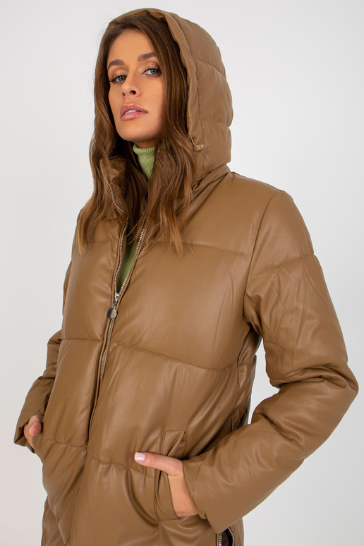 Camel Eco-Leder-Winterjacke su...