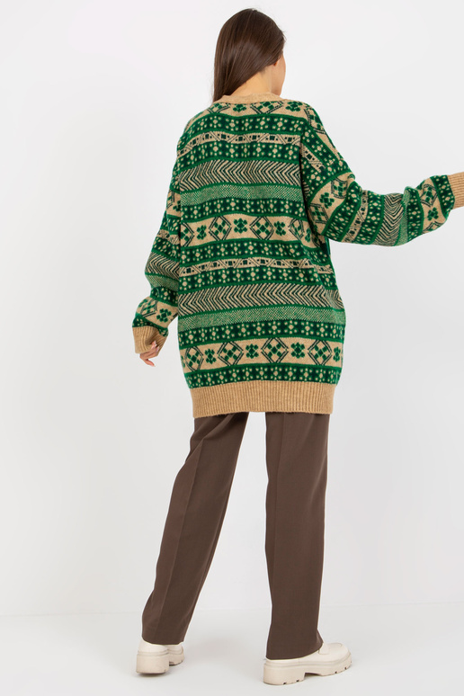 Grüner Camel Oversize-Kardiganas su...