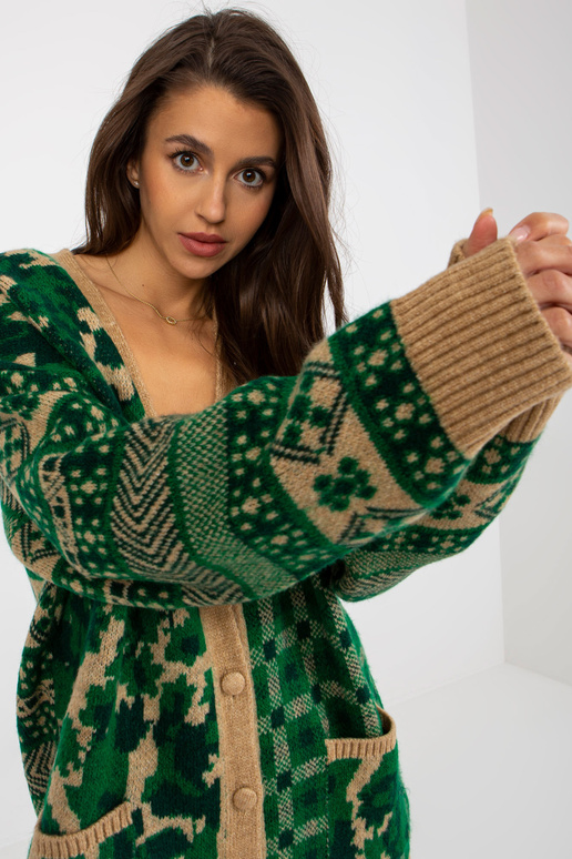 Grüner Camel Oversize-Kardiganas su...