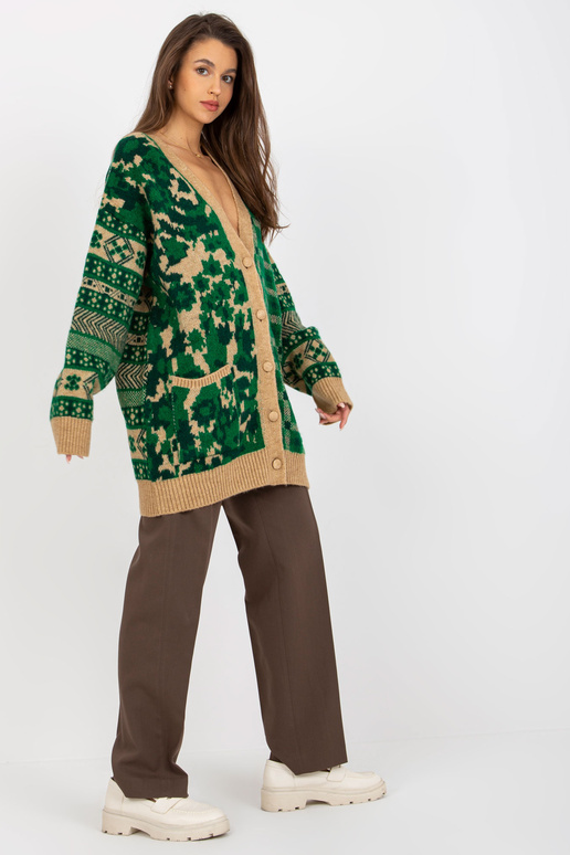 Grüner Camel Oversize-Kardiganas su...