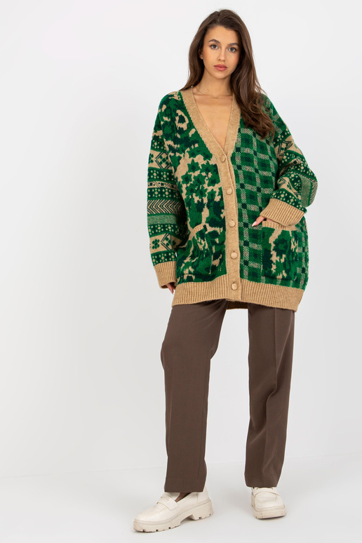 Grüner Camel Oversize-Kardiganas su...