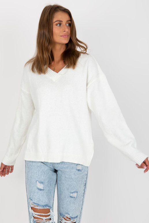 Ecru klasikinis megztas megztinis RUE...