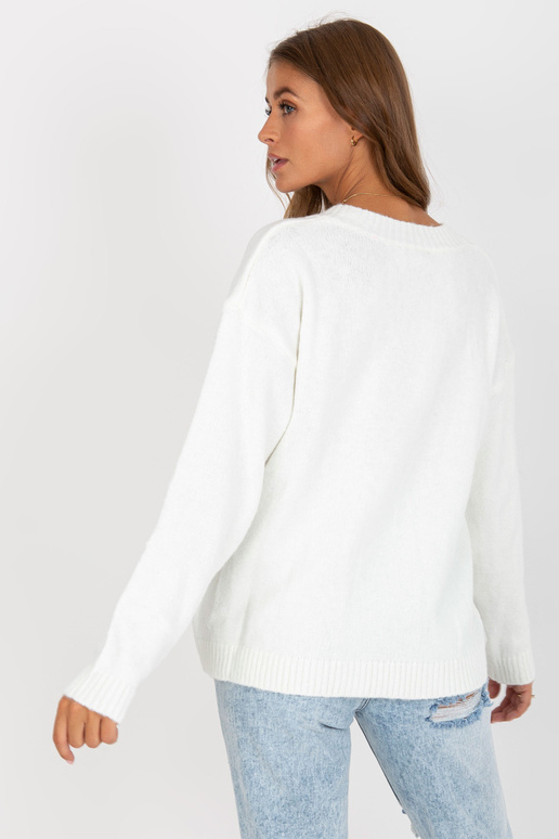 Ecru klasikinis megztas megztinis RUE...