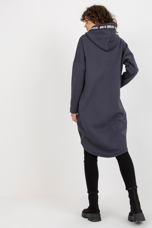 Grafitinis ilgas megztinis su kišenėmis