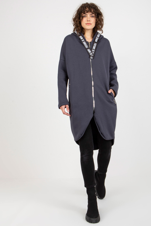 Grafitinis ilgas megztinis su kišenėmis