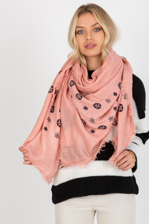 Brudnoróżowa damska chusta z nadrukiem