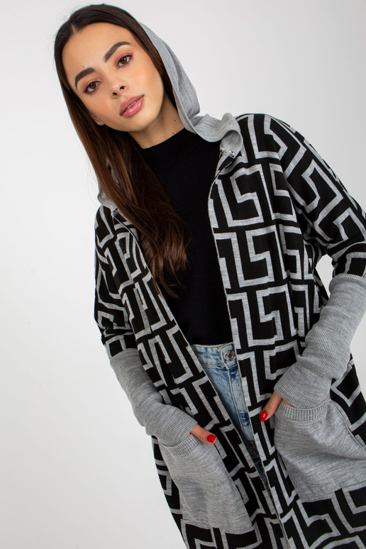 Kardigan VI-SW-21TU1446.19P PILKA/JUODA Kardigan VI-SW-21TU1446.19P PILKA/JUODA