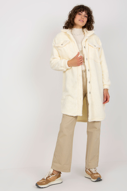 Ecru ilgi kailio marškiniai su... Ecru ilgi kailio marškiniai su...