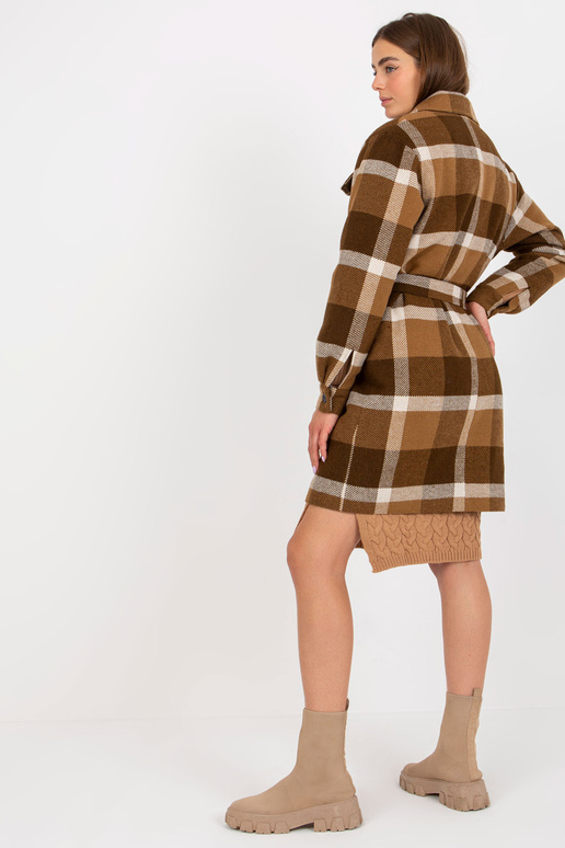 Rudas moteriškas languotas paltas su... Rudas moteriškas languotas paltas su...