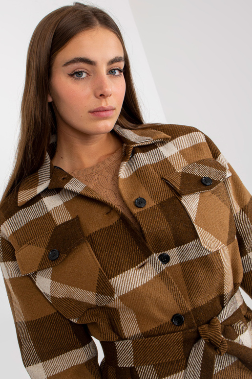 Rudas moteriškas languotas paltas su... Rudas moteriškas languotas paltas su...