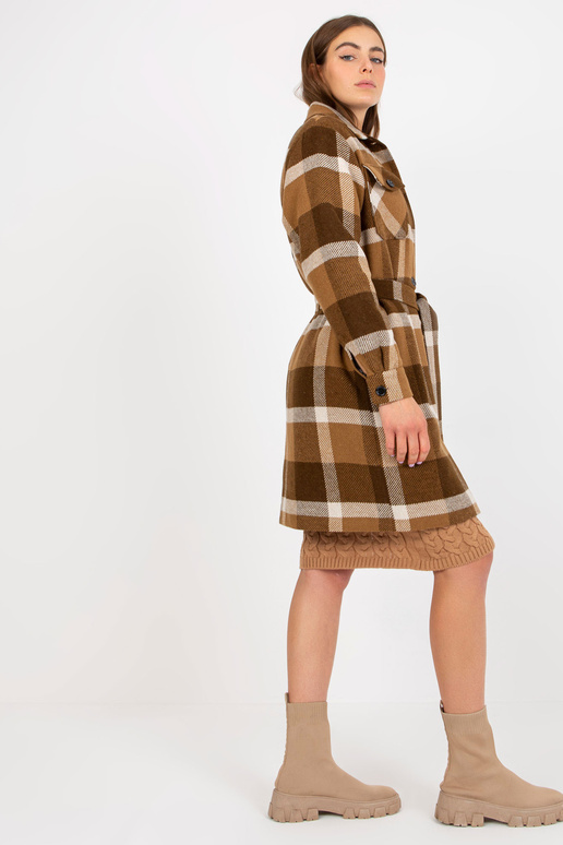 Rudas moteriškas languotas paltas su... Rudas moteriškas languotas paltas su...