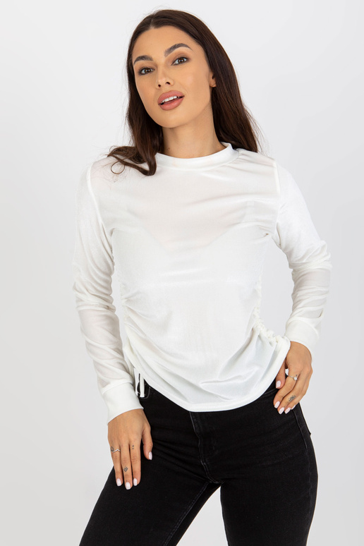 Ecru vištiena Damenbluse aus Velours...