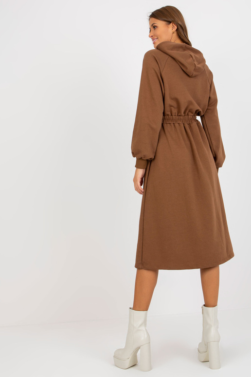 Braunes Midi-Sweatshirtkleid su Knöpfen Braunes Midi-Sweatshirtkleid su Knöpfen