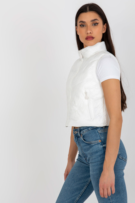 Ecru trumpa pūkinė liemenė su skiautine