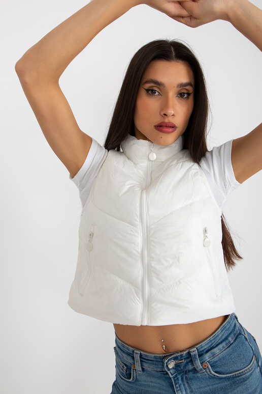 Ecru trumpa pūkinė liemenė su skiautine