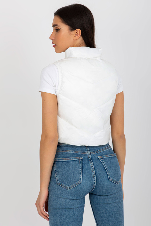 Ecru trumpa pūkinė liemenė su skiautine