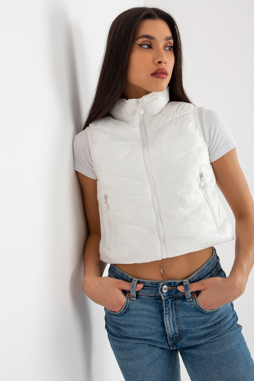 Ecru trumpa pūkinė liemenė su skiautine