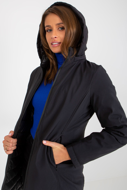 Schwarze wendbare Übergangsjacke mit...