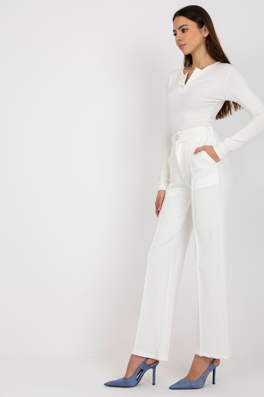 Ecru platėjančios sportinės kelnės su...