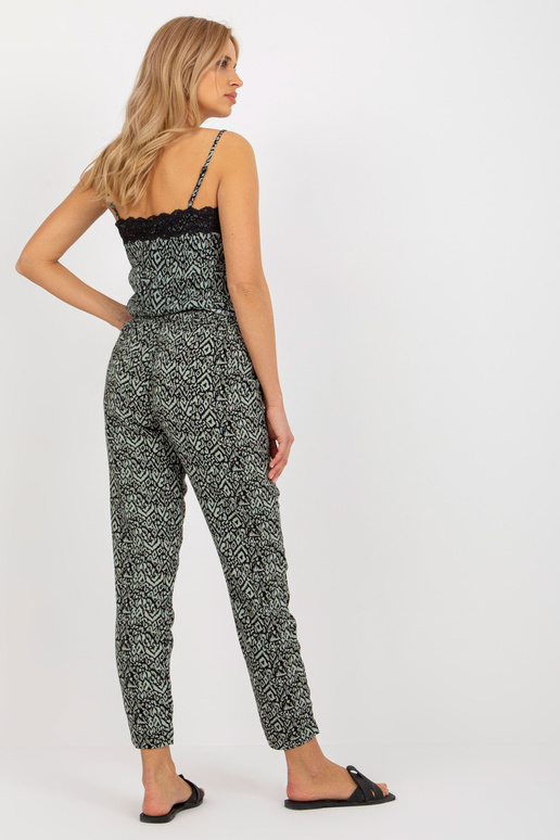 Khaki spalvos viskozės kelnės iš...