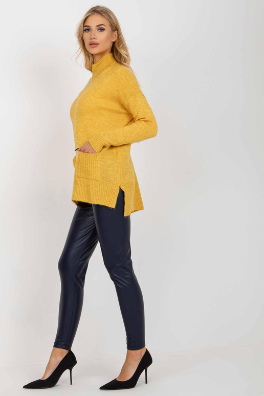 Geltonas ilgas oversize megztinis su...