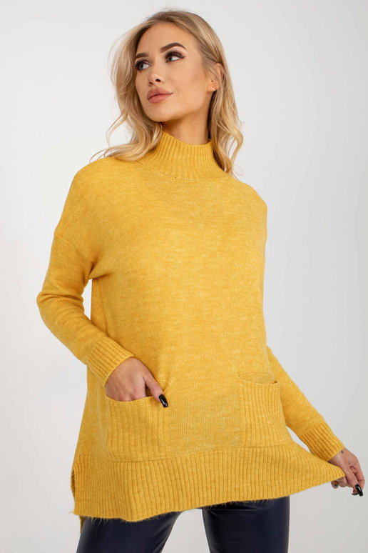 Geltonas ilgas oversize megztinis su...