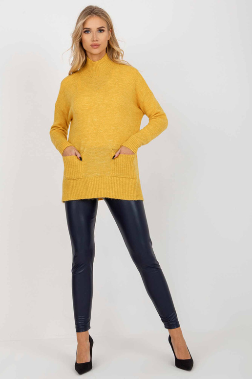 Geltonas ilgas oversize megztinis su...