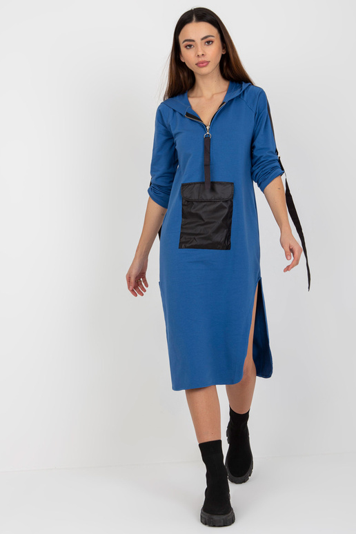 Tamsiai mėlynas ilgas megztinis su... Tamsiai mėlynas ilgas megztinis su...