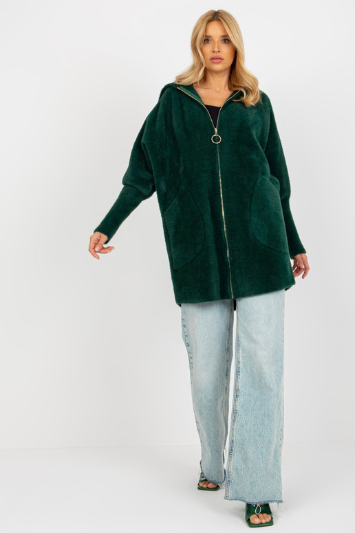 Tamsiai žalias alpakų paltas su... Tamsiai žalias alpakų paltas su...