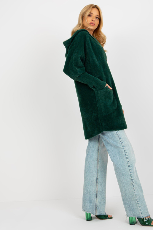 Tamsiai žalias alpakų paltas su... Tamsiai žalias alpakų paltas su...