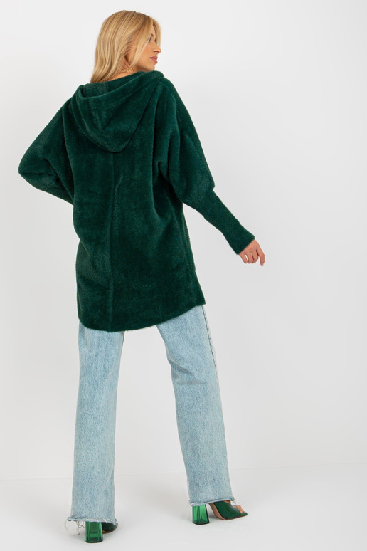 Tamsiai žalias alpakų paltas su... Tamsiai žalias alpakų paltas su...