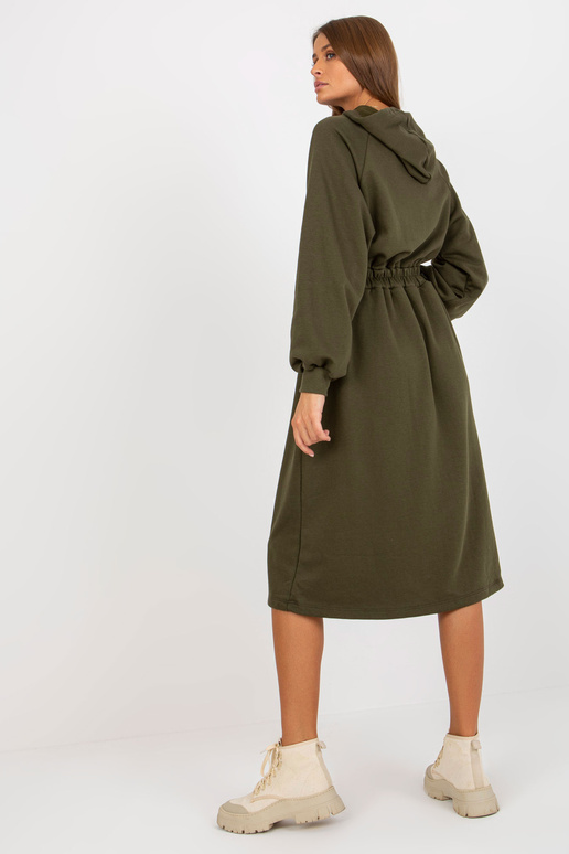 Khakifarbenes Sweatshirtkleid su Kapuze