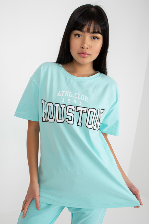 Mėtų laisvi marškinėliai su užrašu Mėtų laisvi marškinėliai su užrašu