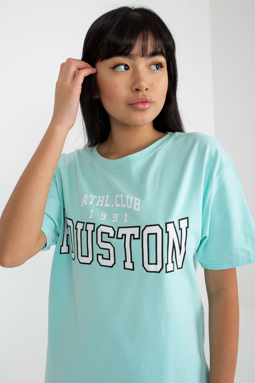 Mėtų laisvi marškinėliai su užrašu Mėtų laisvi marškinėliai su užrašu