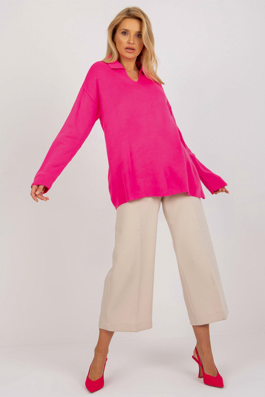 Fluo rožinis ilgas oversize megztinis...