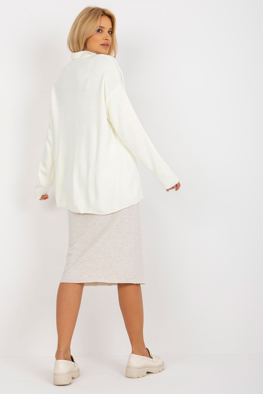 Ecru moteriškas oversize megztinis su... Ecru moteriškas oversize megztinis su...