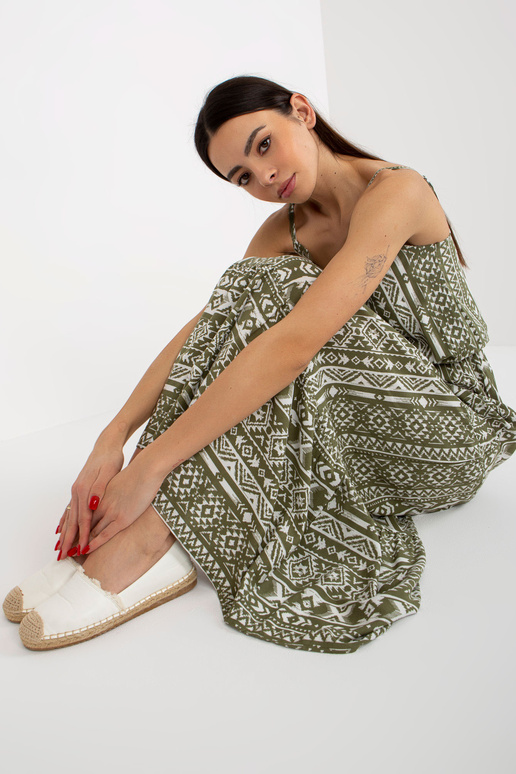 Khaki spalvos maksi suknelė su... Khaki spalvos maksi suknelė su...