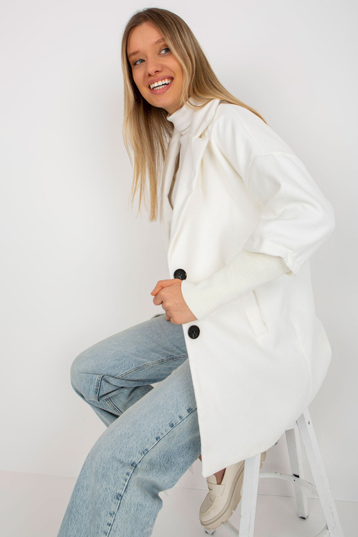 Ecru moteriškas paltas su raiščiais...