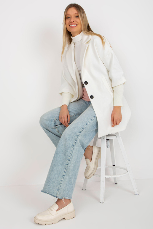 Ecru moteriškas paltas su raiščiais...