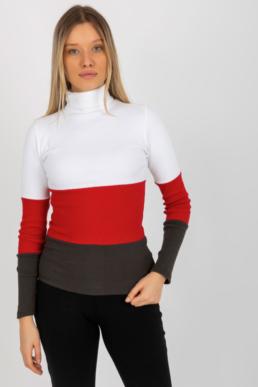 Ecru-khaki raištuota palaidinė su kaklu