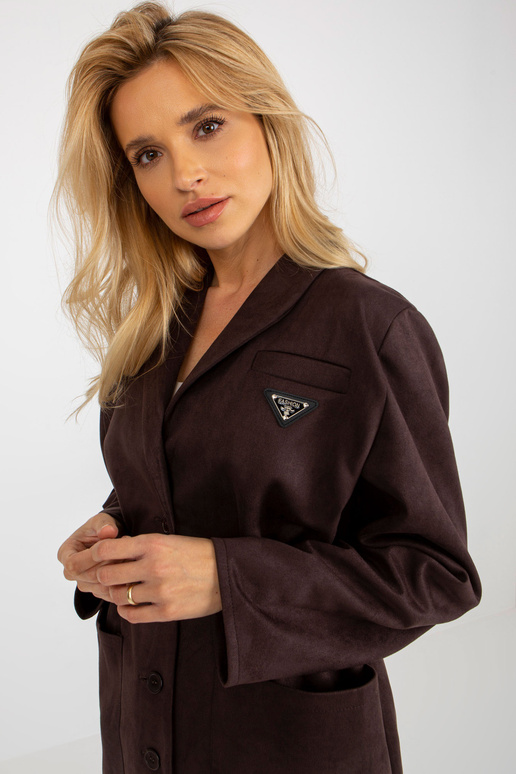 Tamsiai rudas švarkas su elastine... Tamsiai rudas švarkas su elastine...