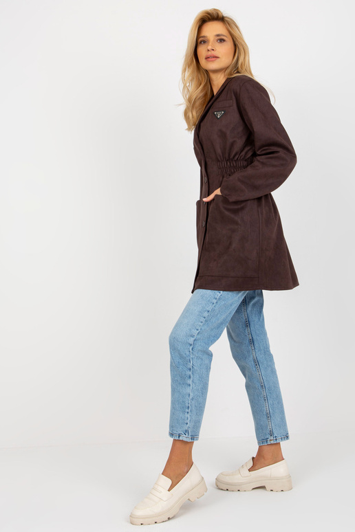 Tamsiai rudas švarkas su elastine... Tamsiai rudas švarkas su elastine...