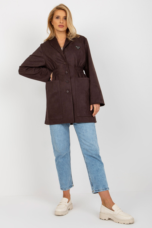 Tamsiai rudas švarkas su elastine... Tamsiai rudas švarkas su elastine...