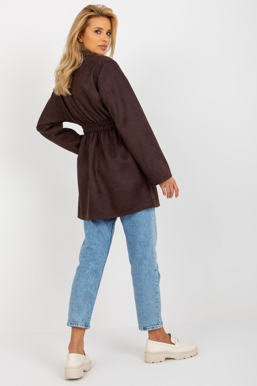 Tamsiai rudas švarkas su elastine... Tamsiai rudas švarkas su elastine...